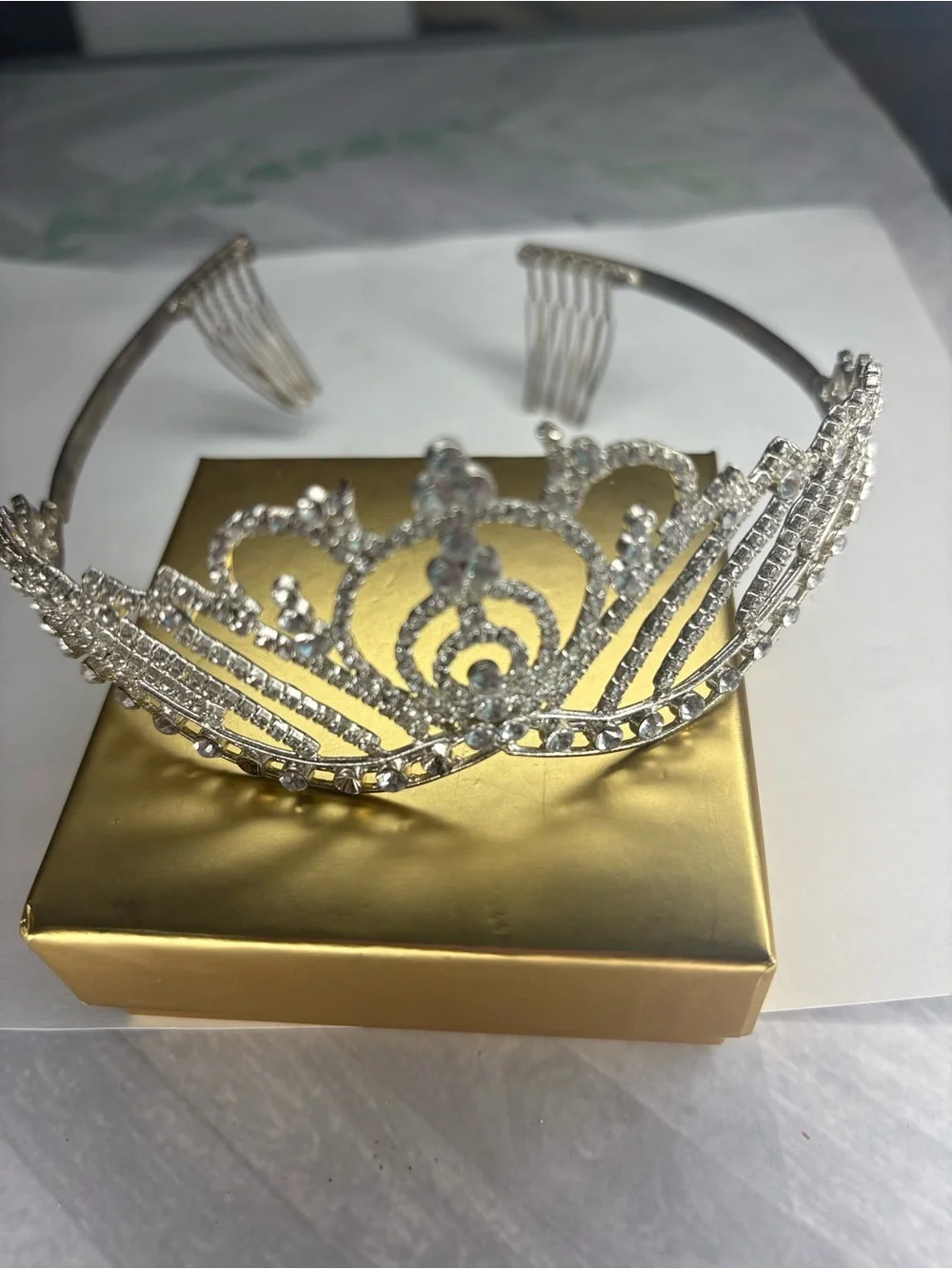 Silver Rhinestone Tiara Headband - Elegant Women’s Hair Accessory